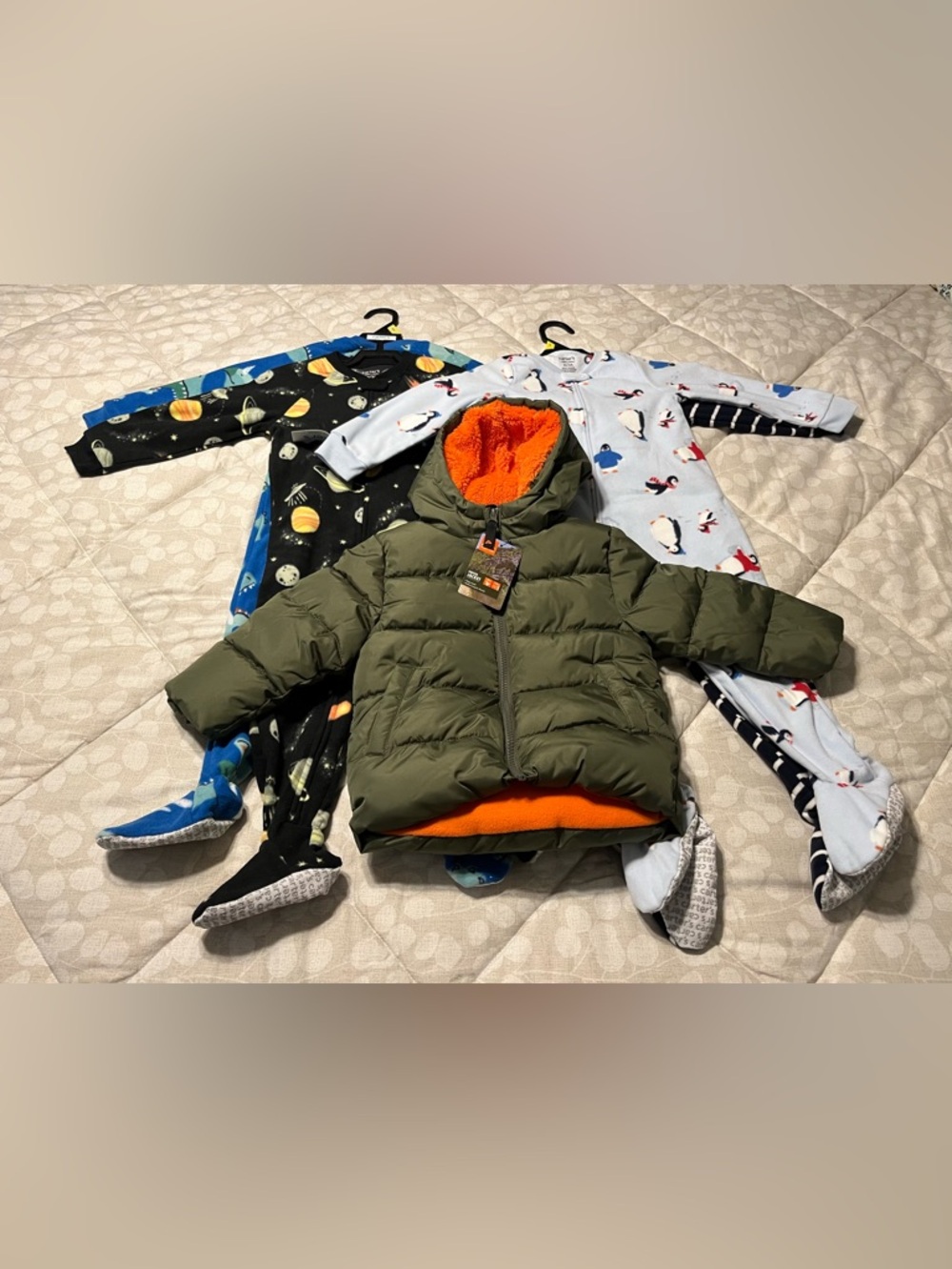 NWT! Lot of Boys 3T Pajamas and Zip up Puffer Coat
